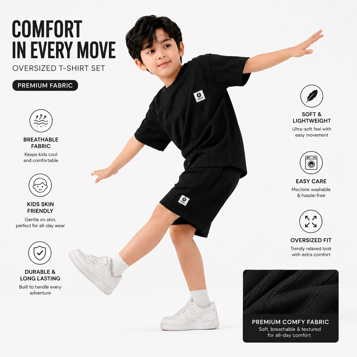 Kids BLACK | Co-Ord Set for Boys