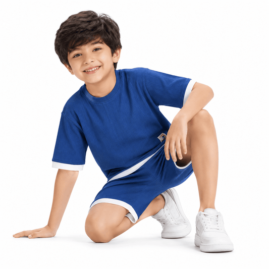 Boys BLUE | Co-ord Shorts Set 100% Cotton - Billyball.in