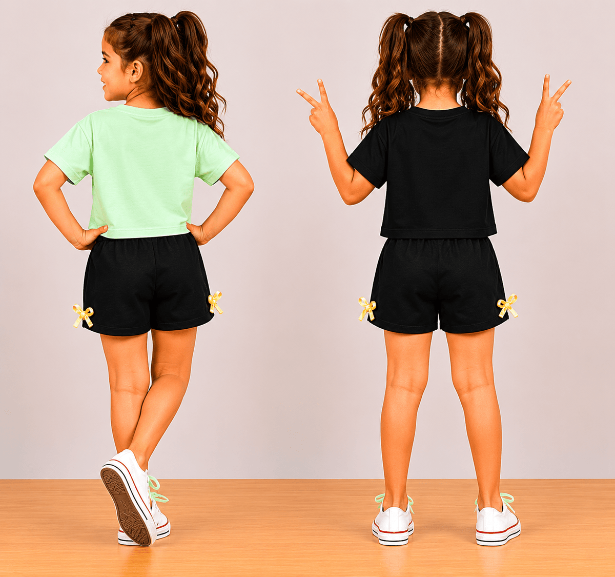 Girls BEEYOU | Crop Top & Shorts Co-Ord Set Combo Pack -1 - Billyball.in