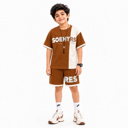 Boys HORES | 100% Cotton Graphic T-Shirt and Shorts Set
