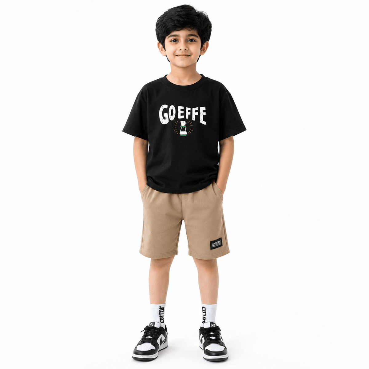 Boys GOEFFE | 100% Cotton Oversized T-Shirt & Shorts Co-Ord Set - Billyball.in