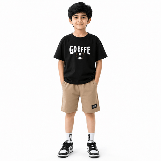 Boys GOEFFE | 100% Cotton Oversized T-Shirt & Shorts Co-Ord Set - Billyball.in