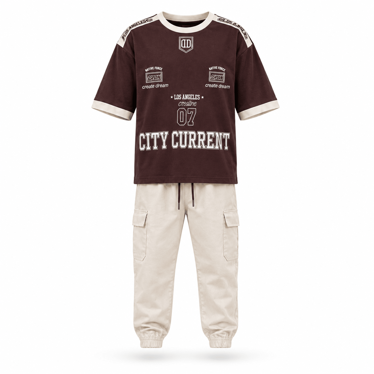 Boys CC BROWN | Over sized T and Pant Set - Billyball.in