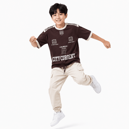 Boys CC BROWN | Over sized T and Pant Set - Billyball.in