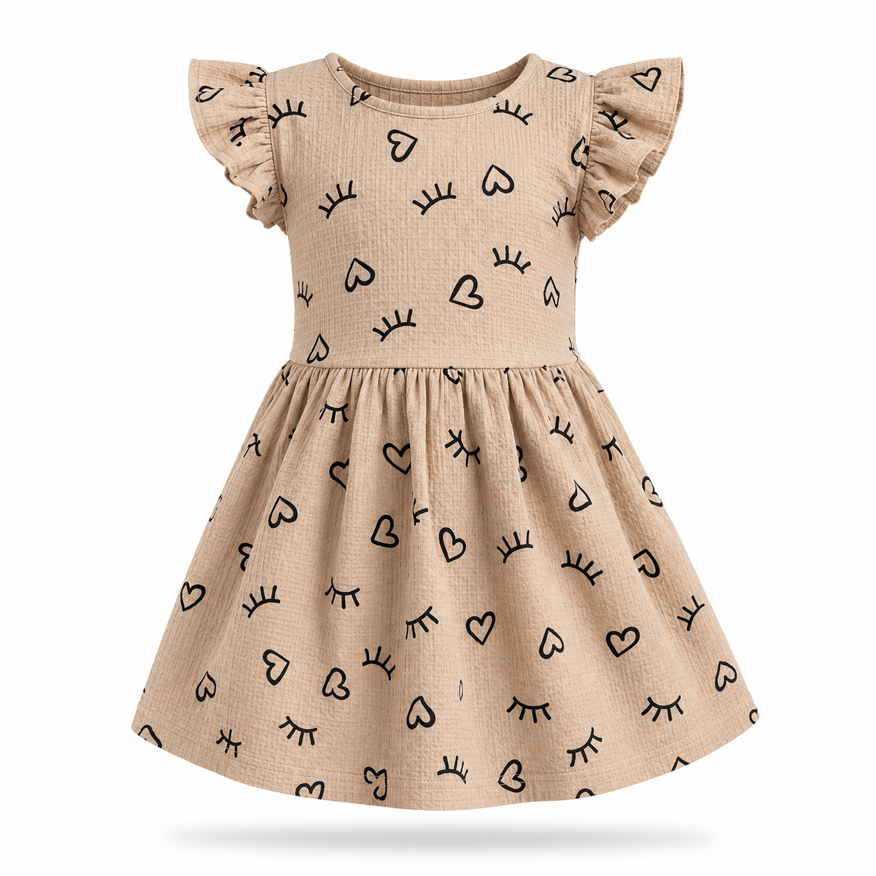 Girls KITTY | White Floral Print Flutter Sleeve Dress - Billyball.in