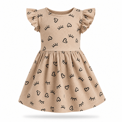 Girls KITTY | White Floral Print Flutter Sleeve Dress - Billyball.in