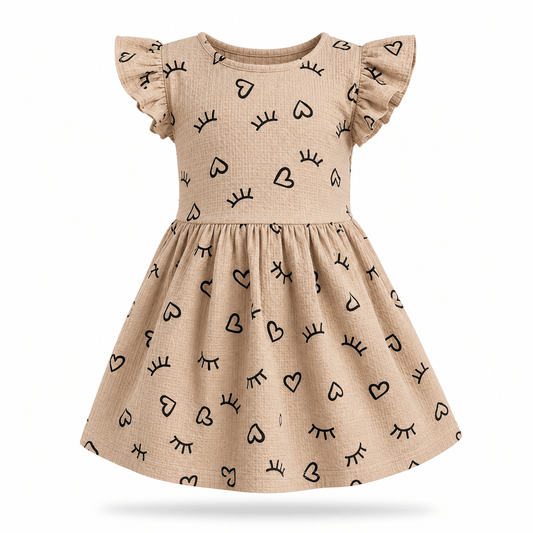 Girls KITTY | White Floral Print Flutter Sleeve Dress - Billyball.in