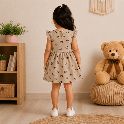Girls KITTY | White Floral Print Flutter Sleeve Dress - Billyball.in