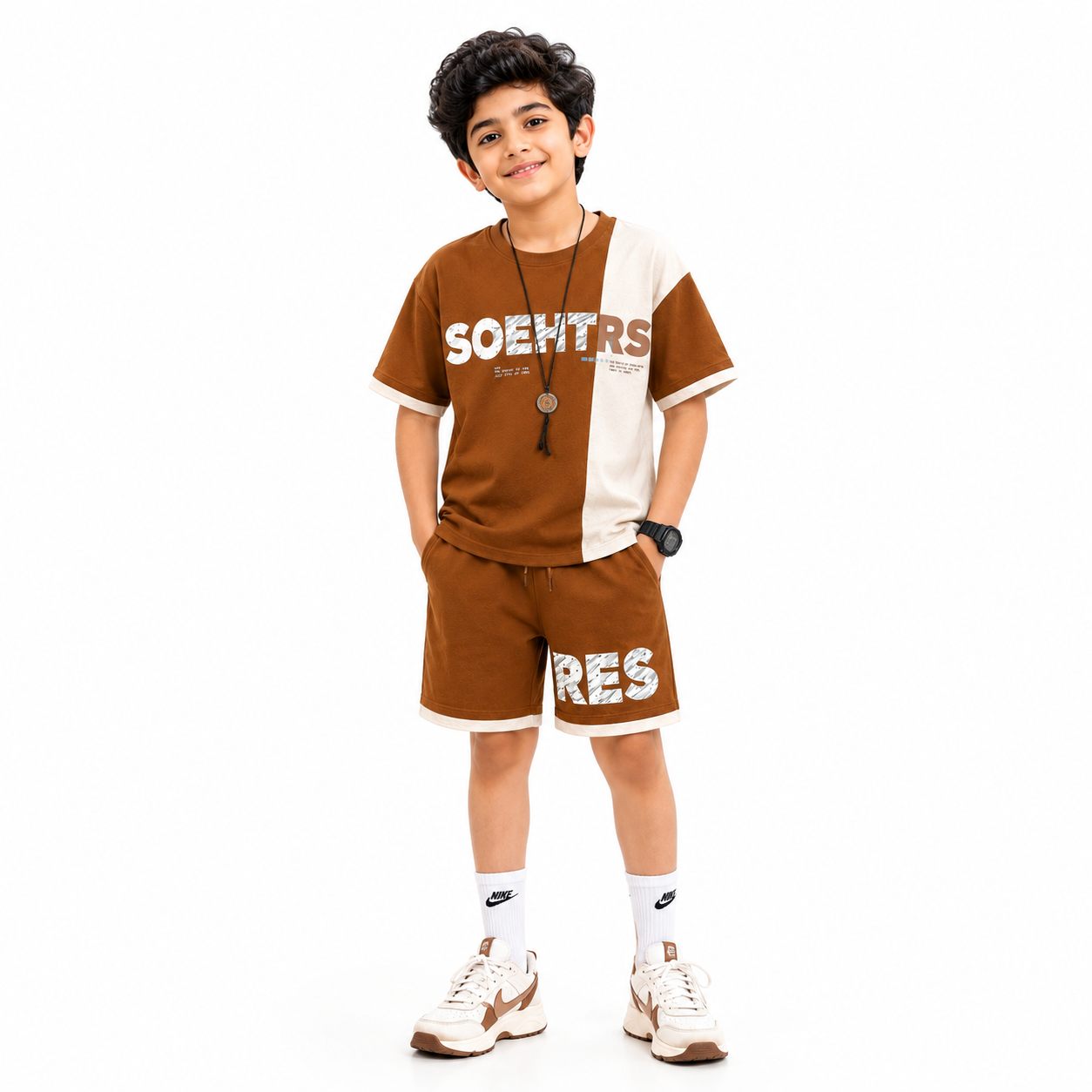 Boys HORES | 100% Cotton Graphic T-Shirt and Shorts Set