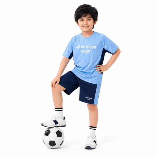 Boys OUTDOOR BLUE | Casual Cotton Co-Ord Set - Billyball.in