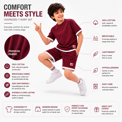 Boys MAROON | Cotton Matching Set