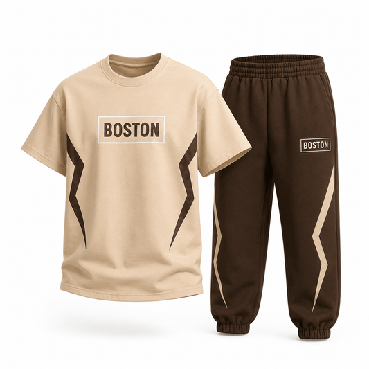 Boys BOSTON IVORY | Premium Cotton Co-Ord Set - Billyball.in