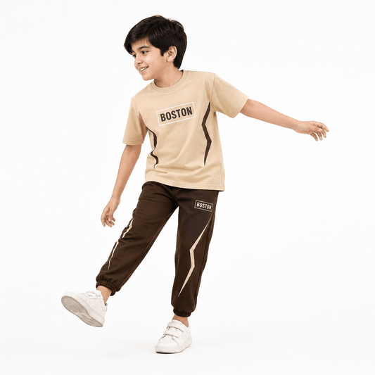 Boys BOSTON IVORY | Premium Cotton Co-Ord Set - Billyball.in