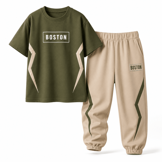 Boys BOSTON OLIVE | Premium Cotton Co-Ord Set (Copy) - Billyball.in