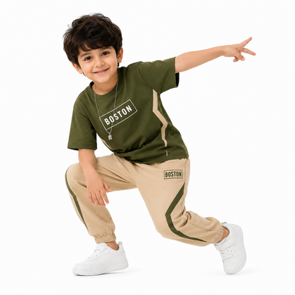 Boys BOSTON OLIVE | Premium Cotton Co-Ord Set (Copy)