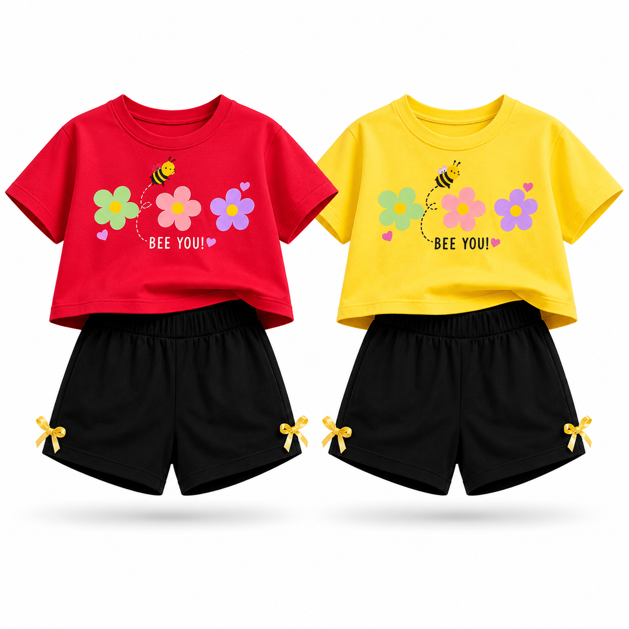 Girls BEEYOU | Crop Top & Shorts Co-Ord Set Combo Pack -3 - Billyball.in