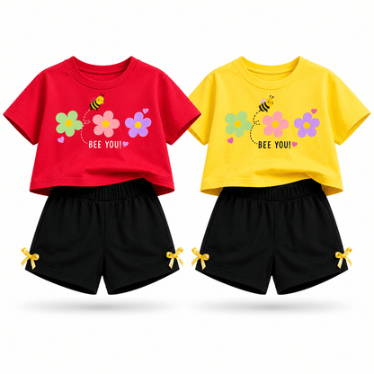 Girls BEEYOU | Crop Top & Shorts Co-Ord Set Combo Pack -3 - Billyball.in