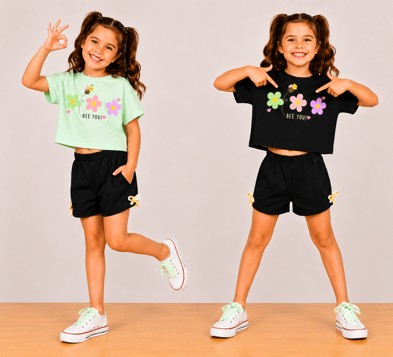 Girls BEEYOU | Crop Top & Shorts Co-Ord Set Combo Pack -1 - Billyball.in
