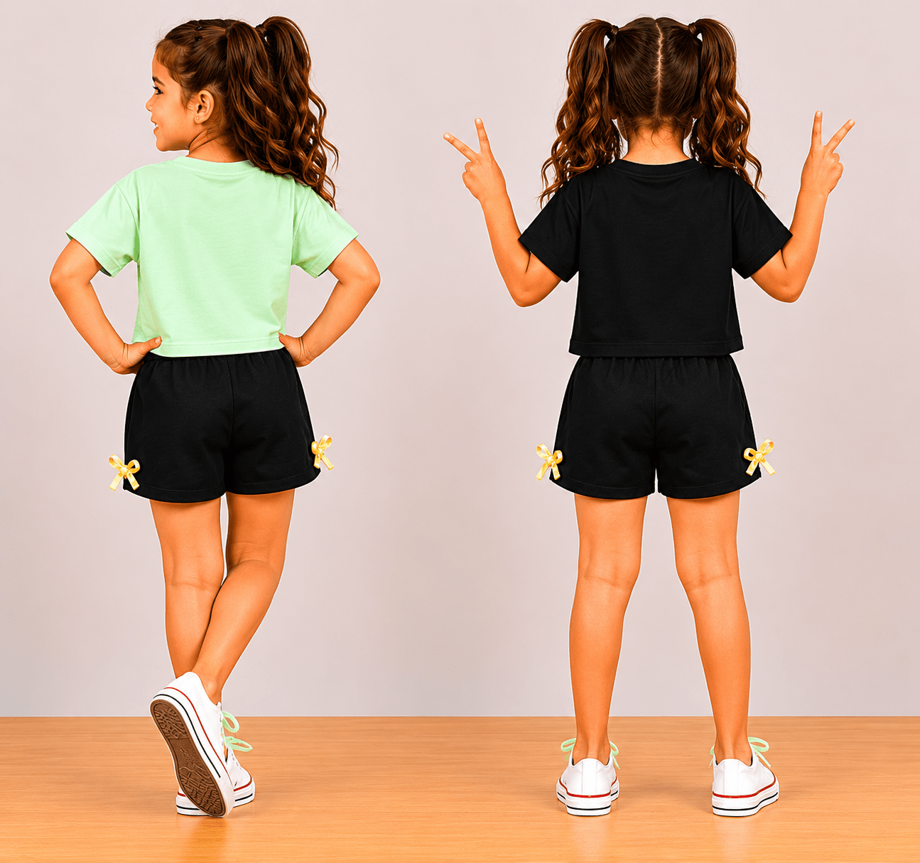 Girls BEEYOU | Crop Top & Shorts Co-Ord Set Combo Pack -1 - Billyball.in