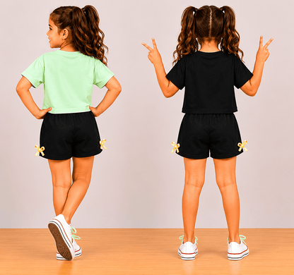Girls BEEYOU | Crop Top & Shorts Co-Ord Set Combo Pack -1 - Billyball.in