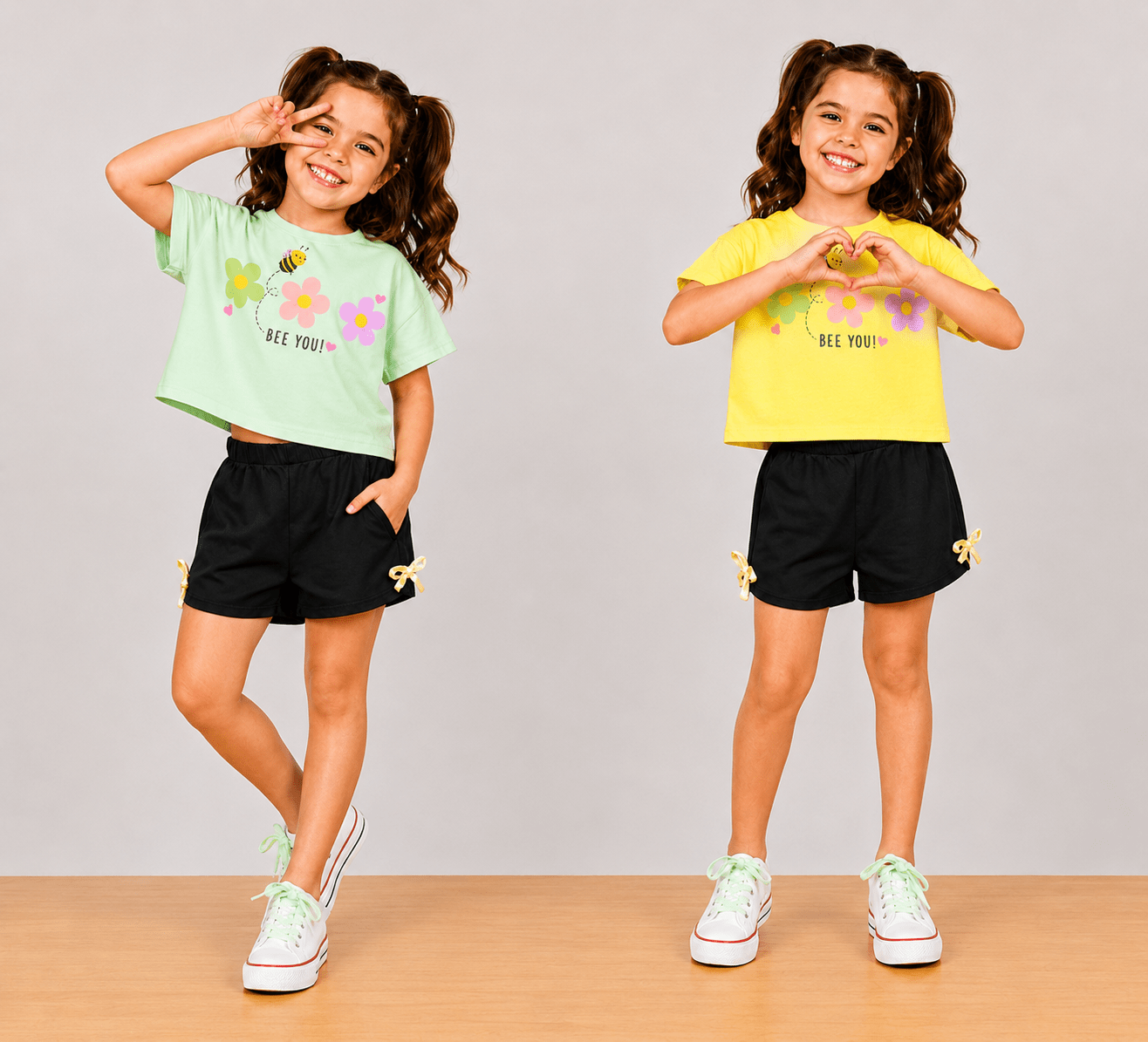 Girls BEEYOU | Crop Top & Shorts Co-Ord Set Combo Pack -2 - Billyball.in