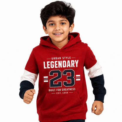 Boys LEGENDARY RED | Full sleeve Hood - Billyball.in