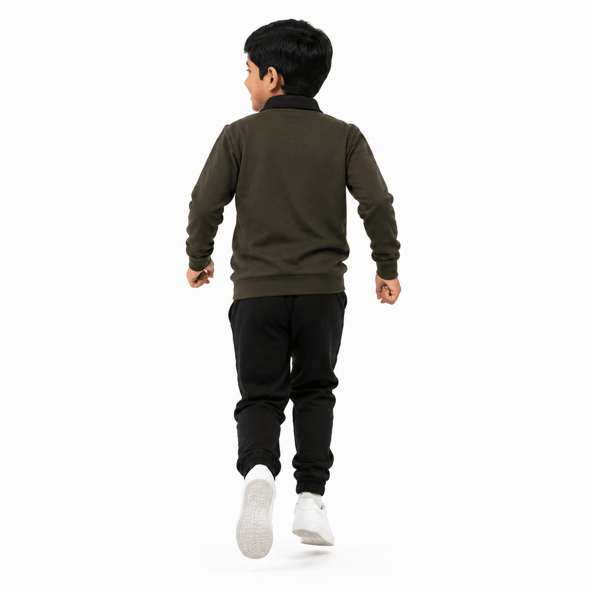 Boys VARSITY Olive | Collerd Full Sleeve Top and Pant Set - Billyball.in