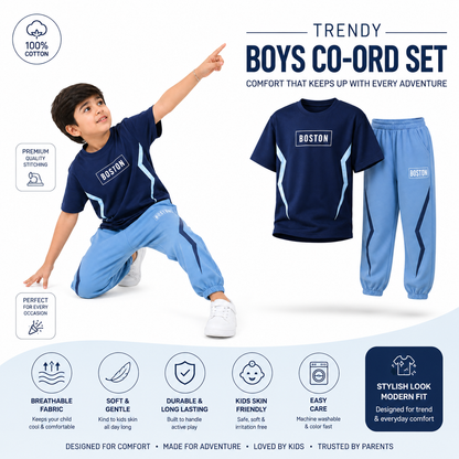 Boys BOSTON IVORY | Premium Cotton Co-Ord Set