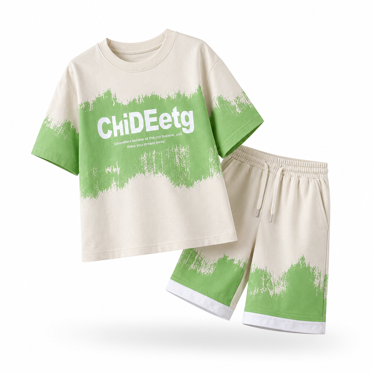 Billyball Green spray | Boys Oversized T-Shirt & Shorts Set