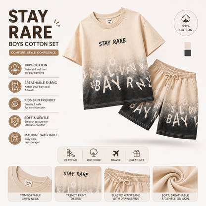Boys Stay Rare | Printed T-Shirt & Shorts Set