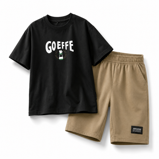 Boys GOEFFE | 100% Cotton Oversized T-Shirt & Shorts Co-Ord Set