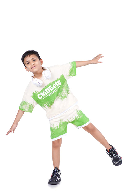 Billyball Green spray | Boys Oversized T-Shirt & Shorts Set
