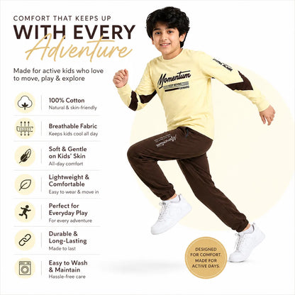 Boys M-BROWN | Full Sleeve Top and Pant Set