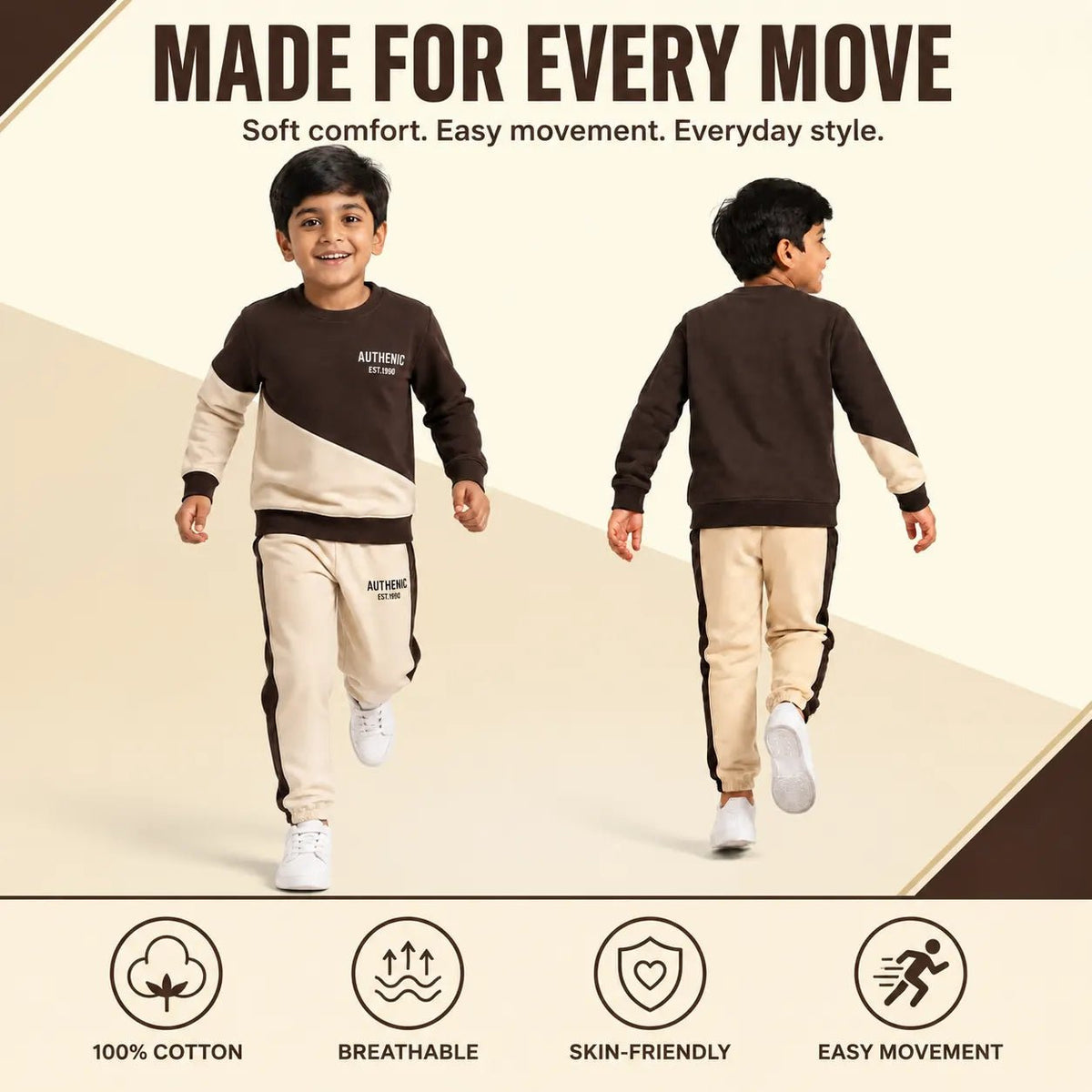 Boys COOL COFFEE | Long Sleeve Sweatshirt and Jogger Pants Set - Billyball.in