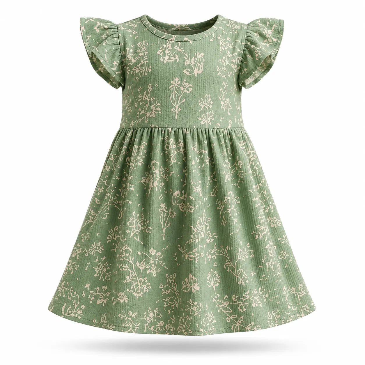 Girls TREE | White Floral Print Flutter Sleeve Dress - Billyball.in